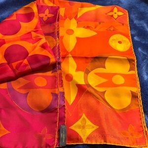 Louis Vuitton Red/Yellow Monogram Silk Square Scarf